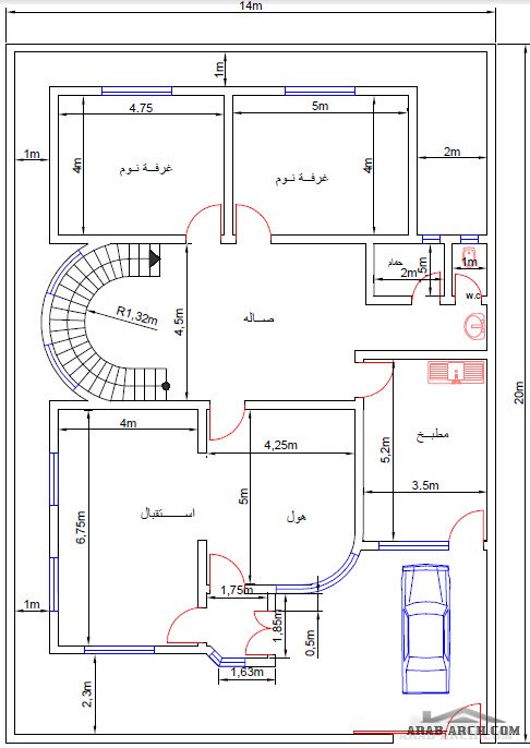 خريطة منزل 300 متر مربع - تقسيم غرف منزل 300متر 1486 4