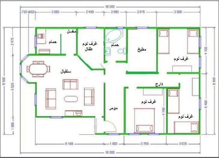 تصميم منزل 150 متر واجهة واحدة - مساحة 150 متر تبني عليها اجمل منزل 3357